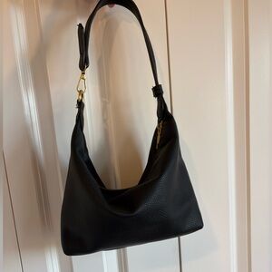 Black Faux Leather Shoulder Bag